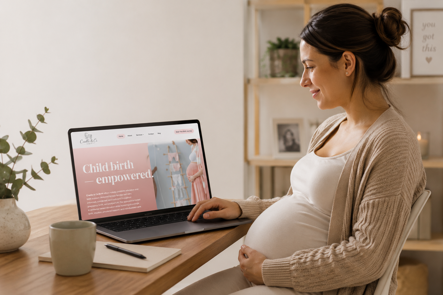 Pregnant parent receiving continuous birth doula support during labor